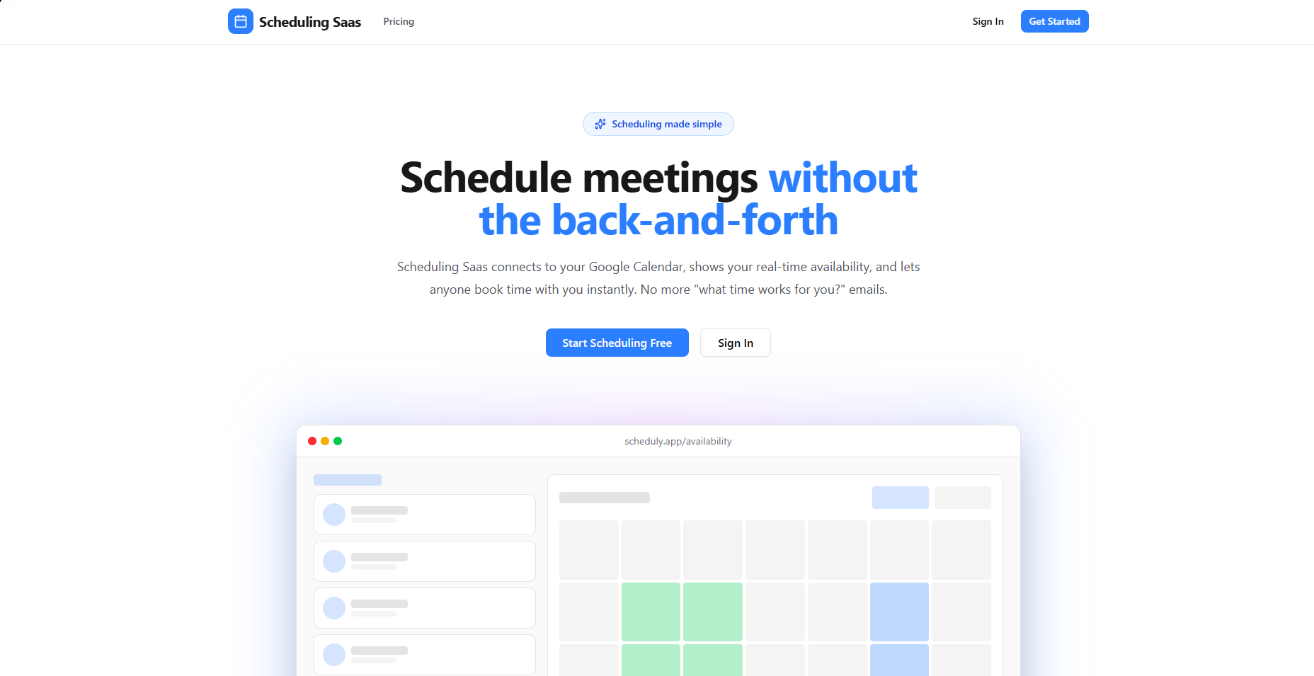 Scheduling SaaS Website